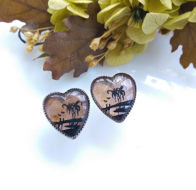 Vintage Jewelry 西洋古董飾品 Morpho Butterfly 愛心 栓式耳環