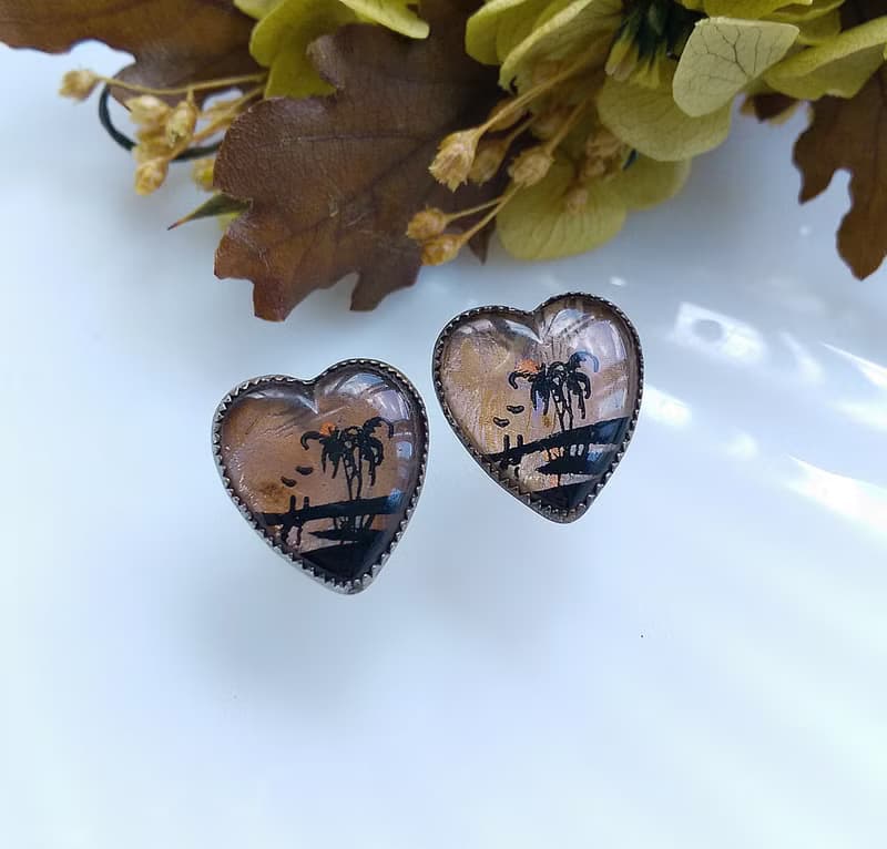 Vintage Jewelry 西洋古董飾品 Morpho Butterfly 愛心 栓式耳環