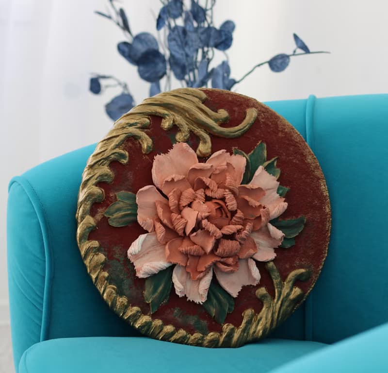 Peony painting, 3D flower, decorative panel, home decor.