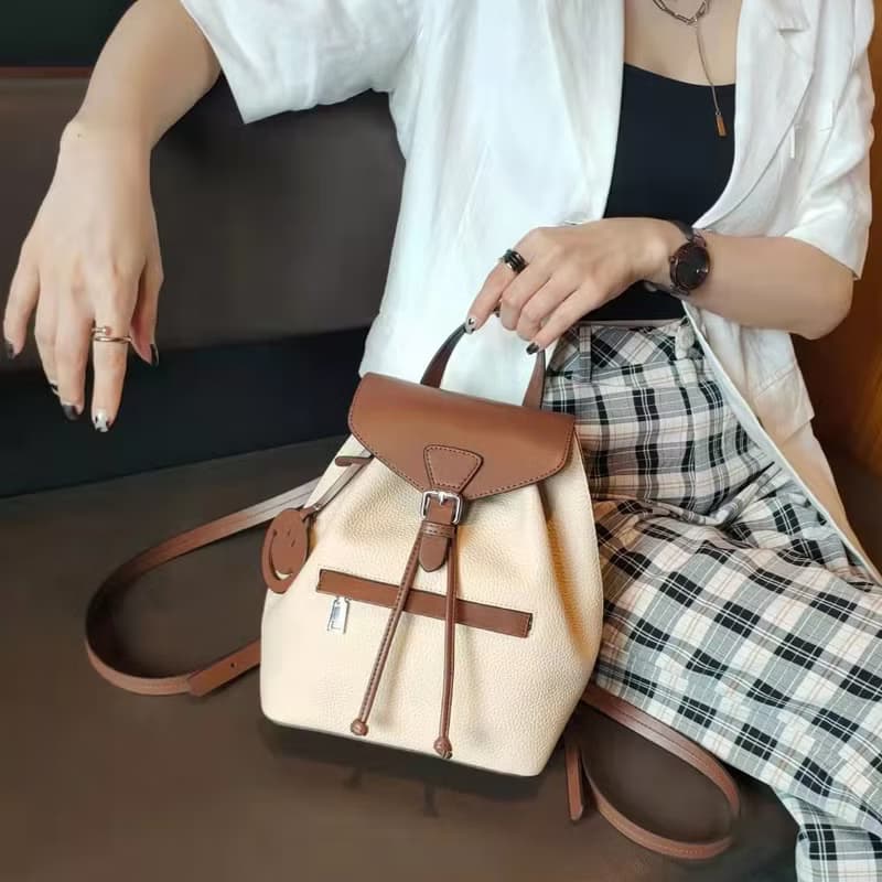 真皮雙肩包 全牛皮後背包 女休閒小背包 mini可愛單肩斜挎包 禮物