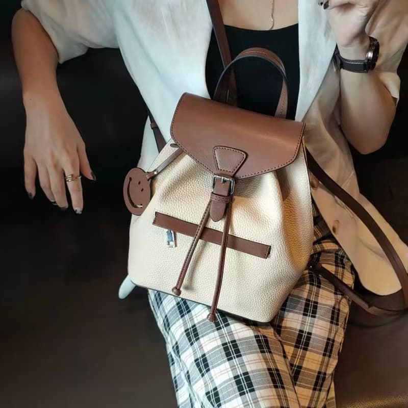 真皮雙肩包 全牛皮後背包 女休閒小背包 mini可愛單肩斜挎包 禮物