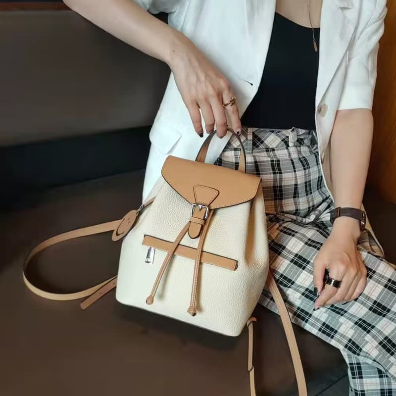 真皮雙肩包 全牛皮後背包 女休閒小背包 mini可愛單肩斜挎包 禮物