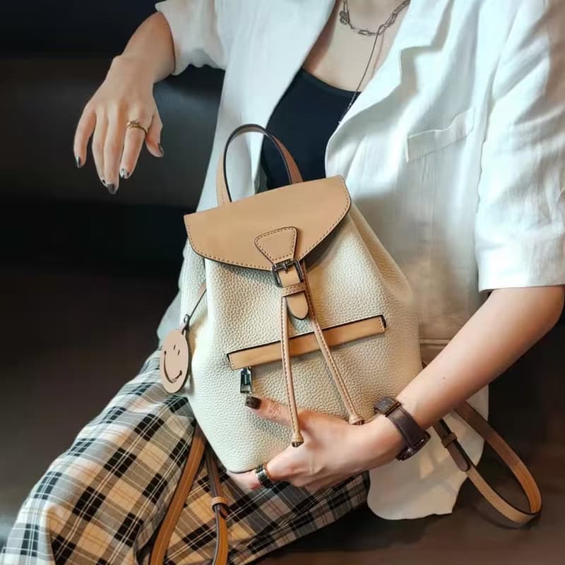 真皮雙肩包 全牛皮後背包 女休閒小背包 mini可愛單肩斜挎包 禮物