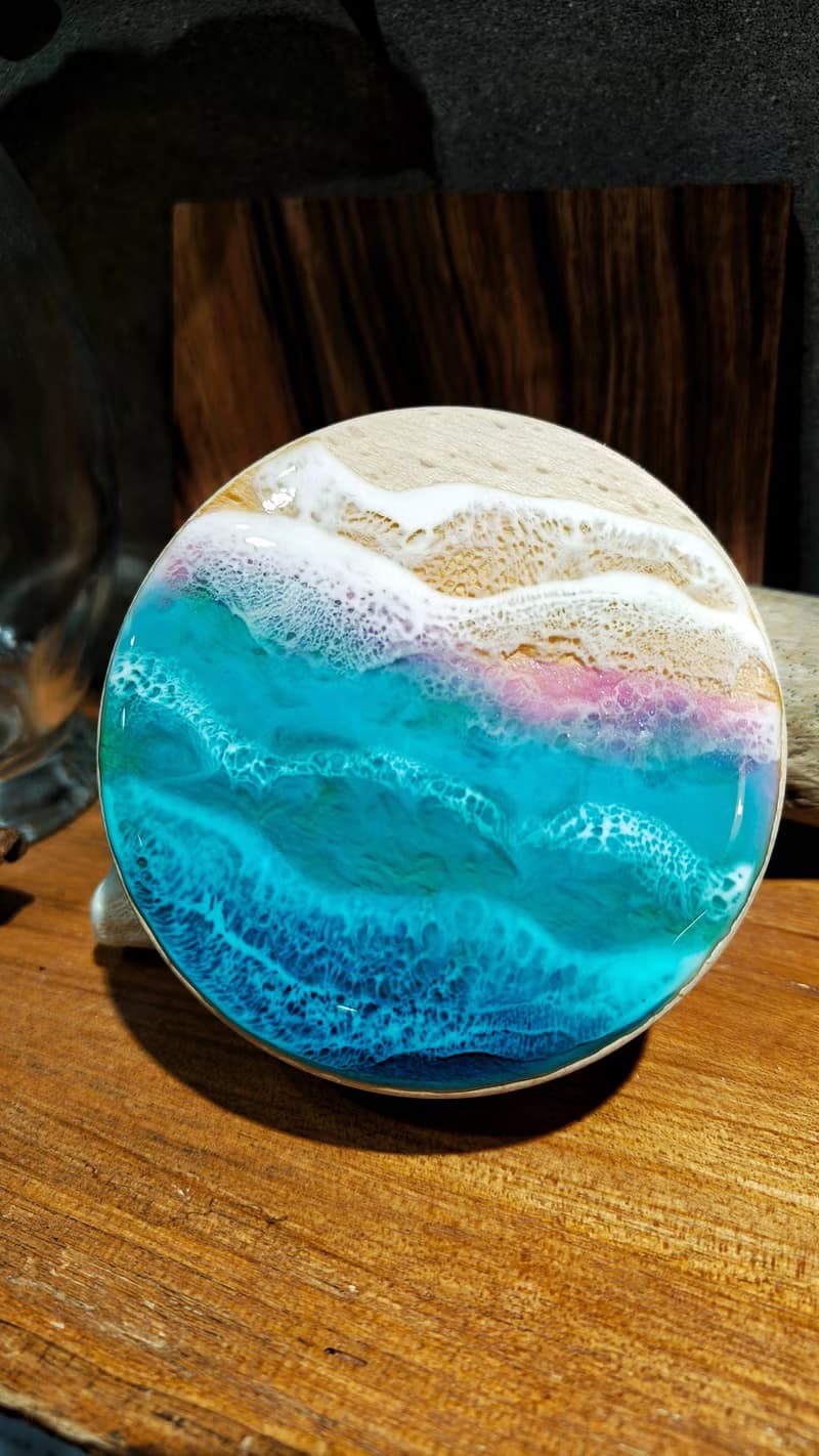 綠島手作/樹脂海浪海洋原木戒指盒飾品盒/收納盒木頭置物盒木製盒