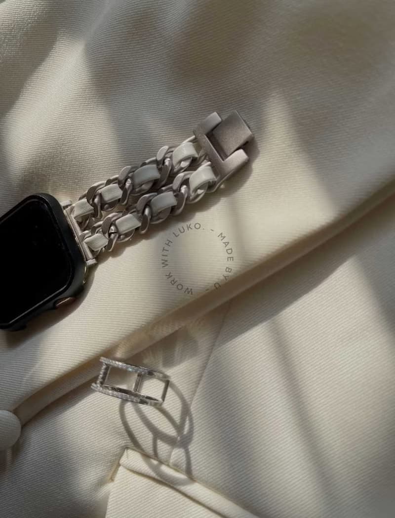 Apple Watch 星光皮革鏈帶不鏽鋼錶帶  雙色