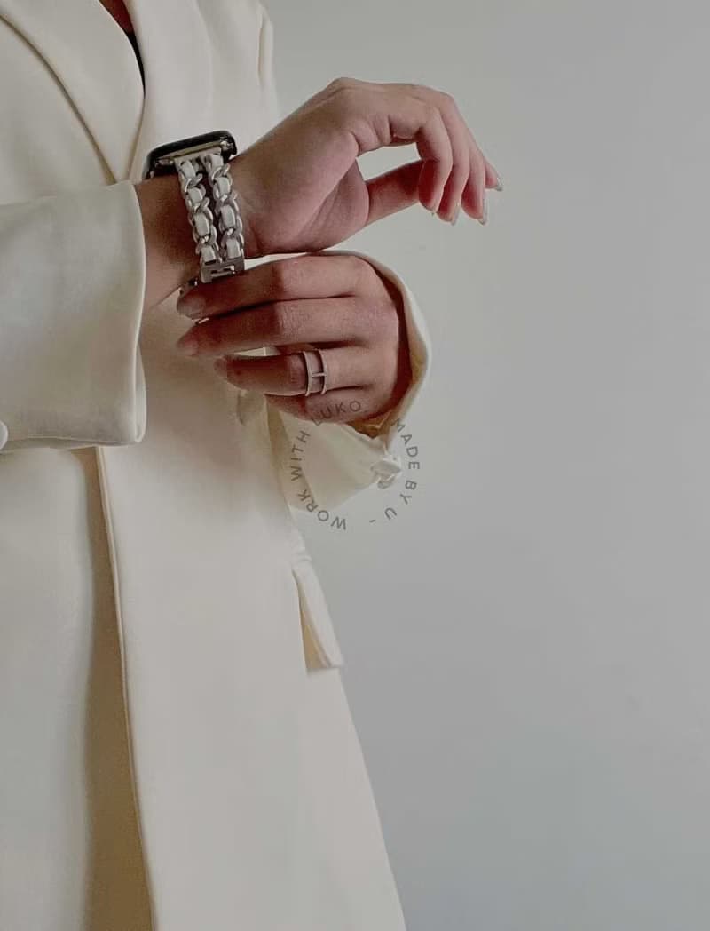 Apple Watch 星光皮革鏈帶不鏽鋼錶帶  雙色