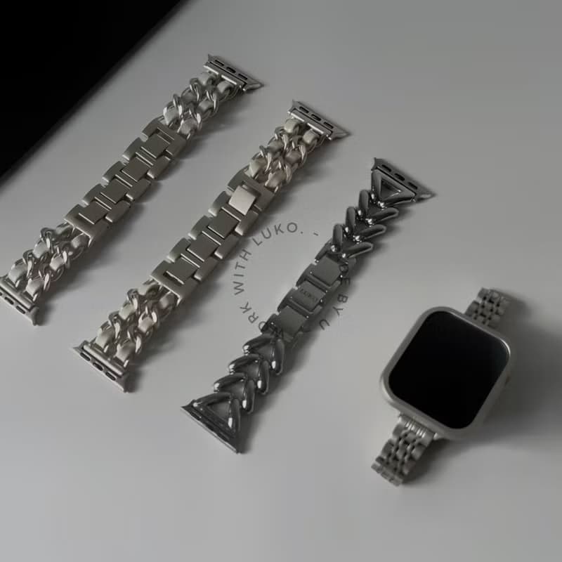 Apple Watch 星光皮革鏈帶不鏽鋼錶帶  雙色