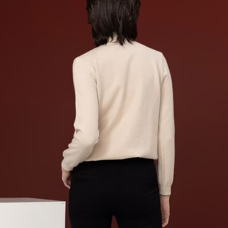 【Icare】燕麥色水鑽小立領毛衣(M-XL) | 女長袖上衣 女毛衣