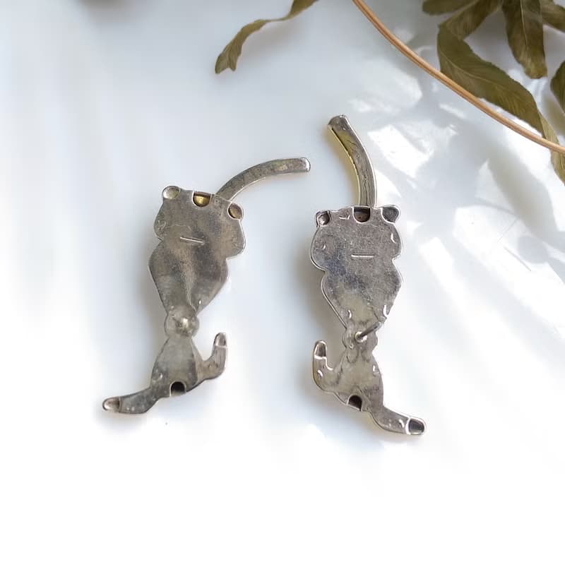 Vintage Jewelry 西洋古董飾品 對稱 狗狗背影  針式耳環