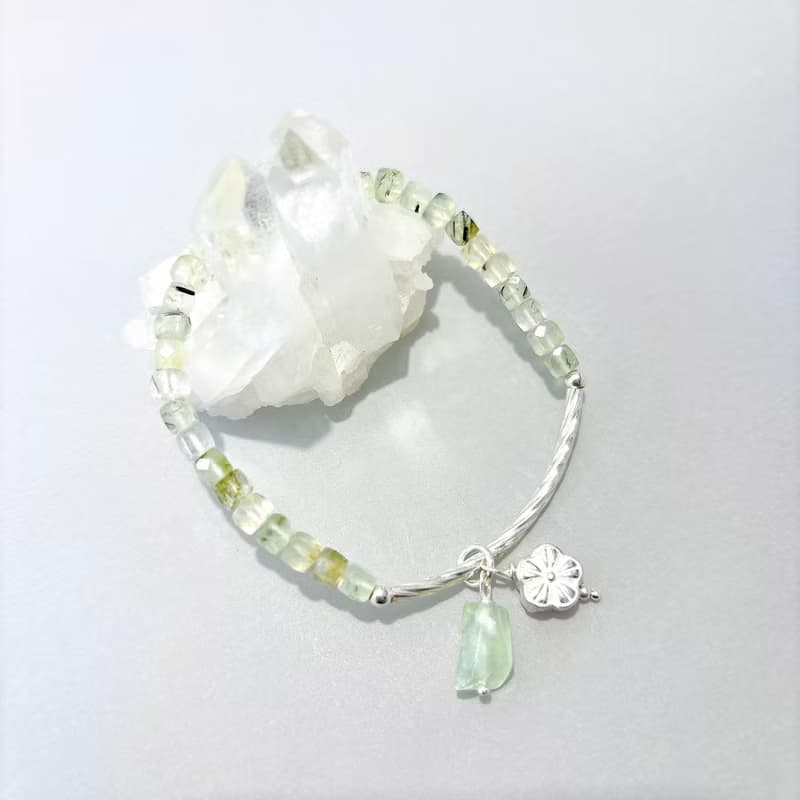 Ops Prehnite Sliver Bead -葡萄石/純銀/療癒/正財/心輪/淺綠色