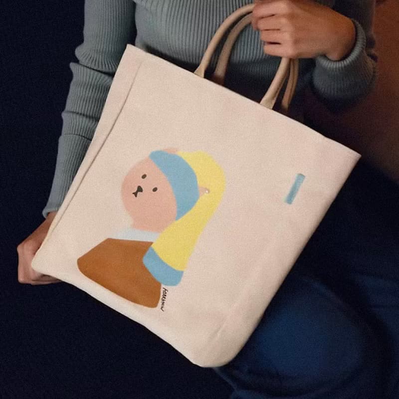 珍珠耳環的少女貓定番托特包