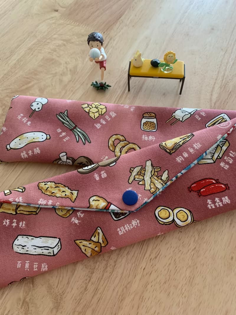 文青風環保純棉筷袋 深夜美食 浪漫粉嫩 日本 潮物 收納 手作餐具