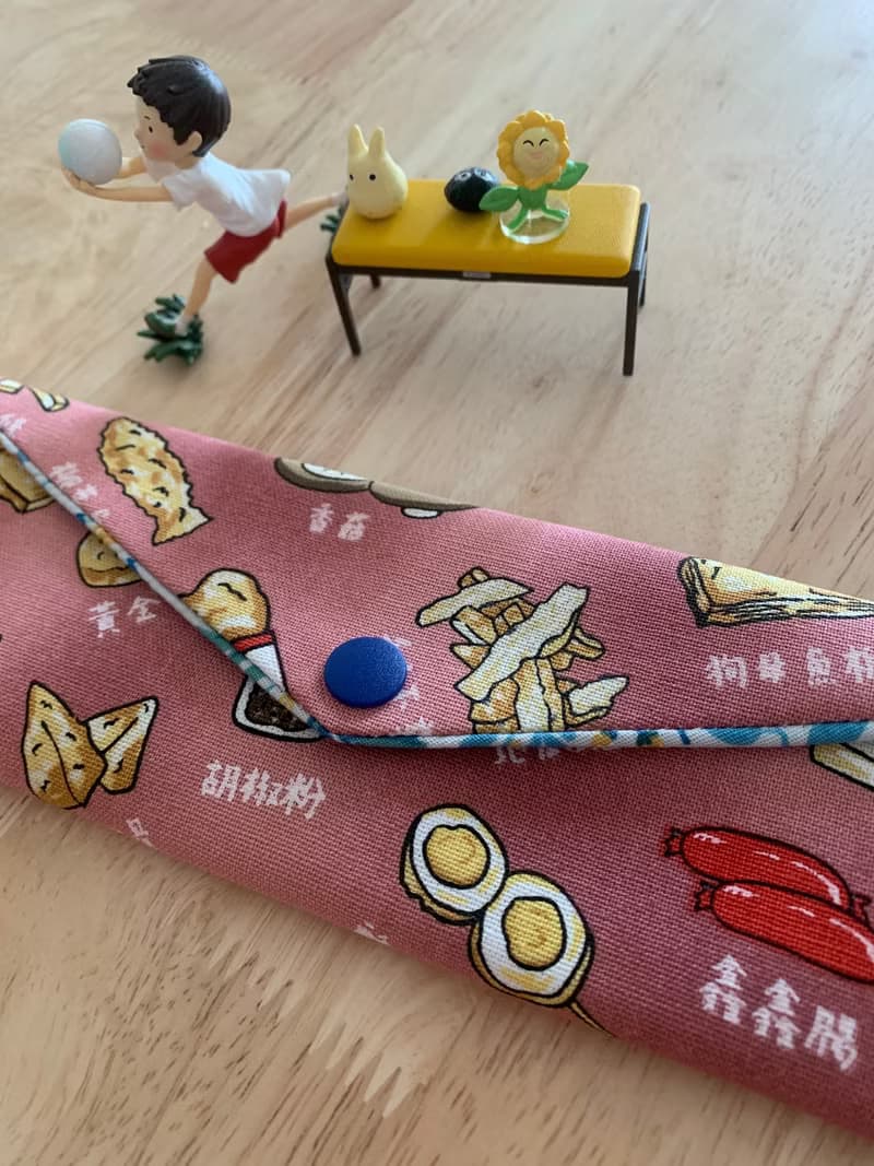 文青風環保純棉筷袋 深夜美食 浪漫粉嫩 日本 潮物 收納 手作餐具