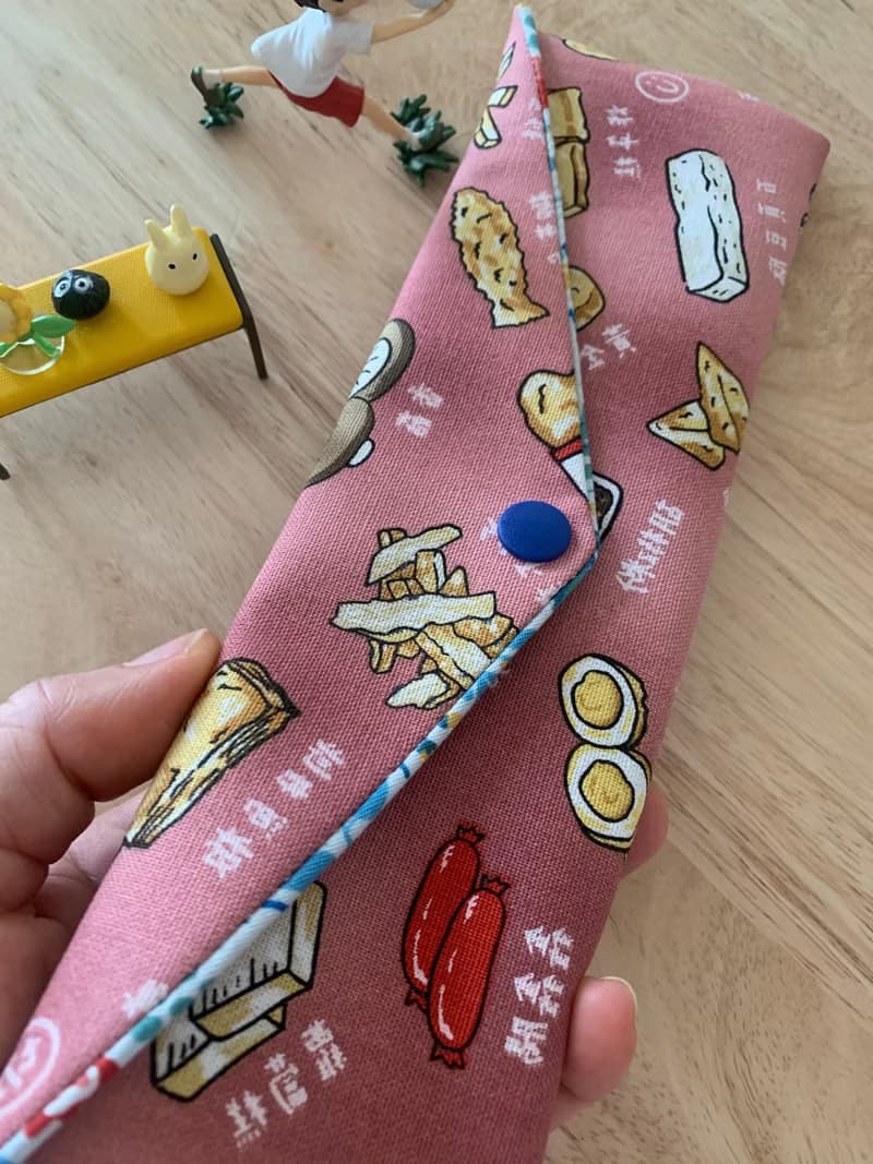 文青風環保純棉筷袋 深夜美食 浪漫粉嫩 日本 潮物 收納 手作餐具