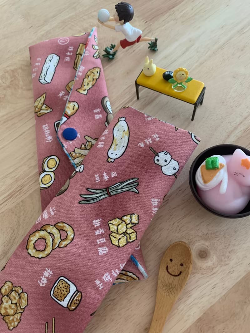 文青風環保純棉筷袋 深夜美食 浪漫粉嫩 日本 潮物 收納 手作餐具