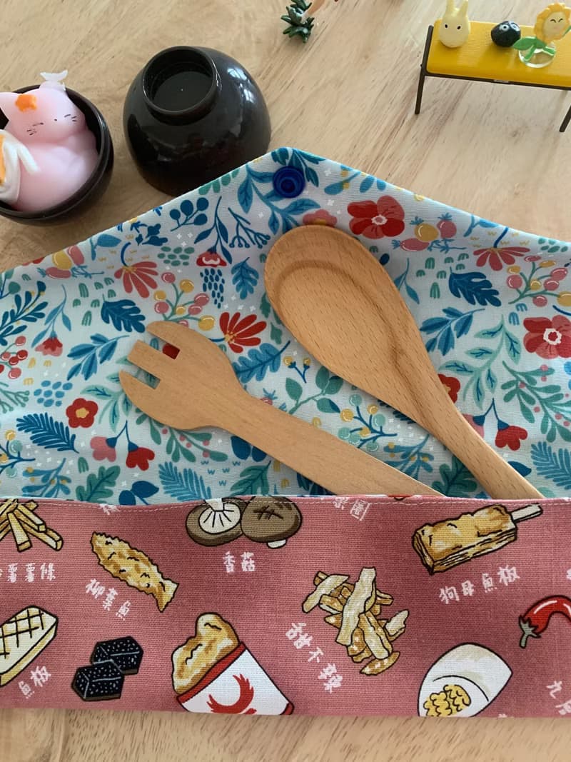 文青風環保純棉筷袋 深夜美食 浪漫粉嫩 日本 潮物 收納 手作餐具