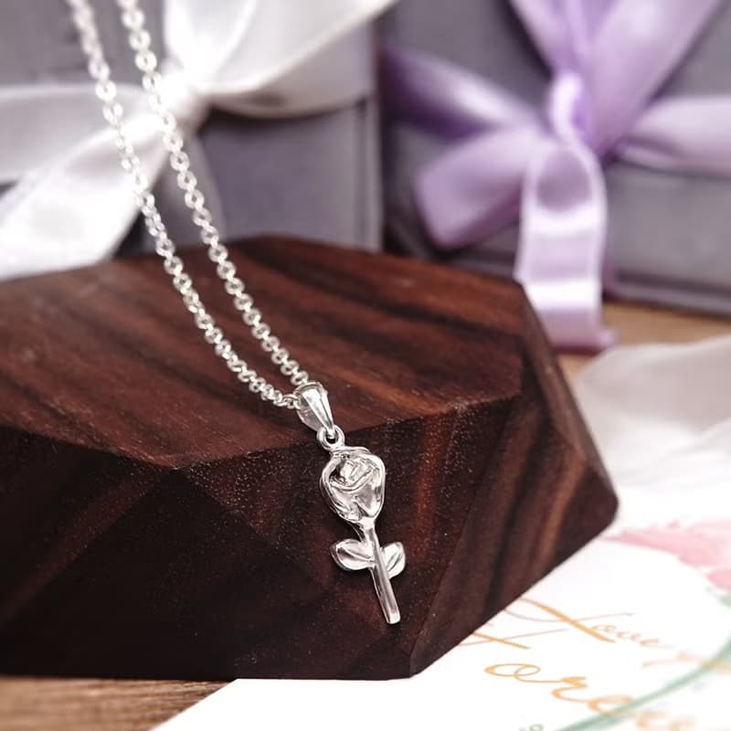 玫瑰花 純銀項鍊 925純銀 女生項鍊 花語 花束項鍊