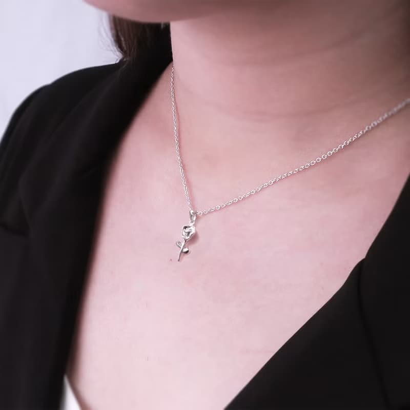 玫瑰花 純銀項鍊 925純銀 女生項鍊 花語 花束項鍊