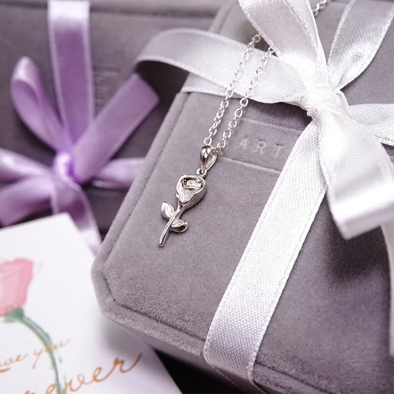 玫瑰花 純銀項鍊 925純銀 女生項鍊 花語 花束項鍊