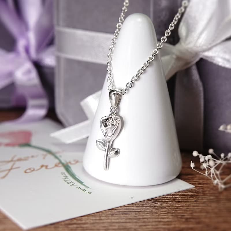 玫瑰花 純銀項鍊 925純銀 女生項鍊 花語 花束項鍊