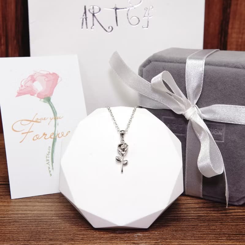 玫瑰花 純銀項鍊 925純銀 女生項鍊 花語 花束項鍊