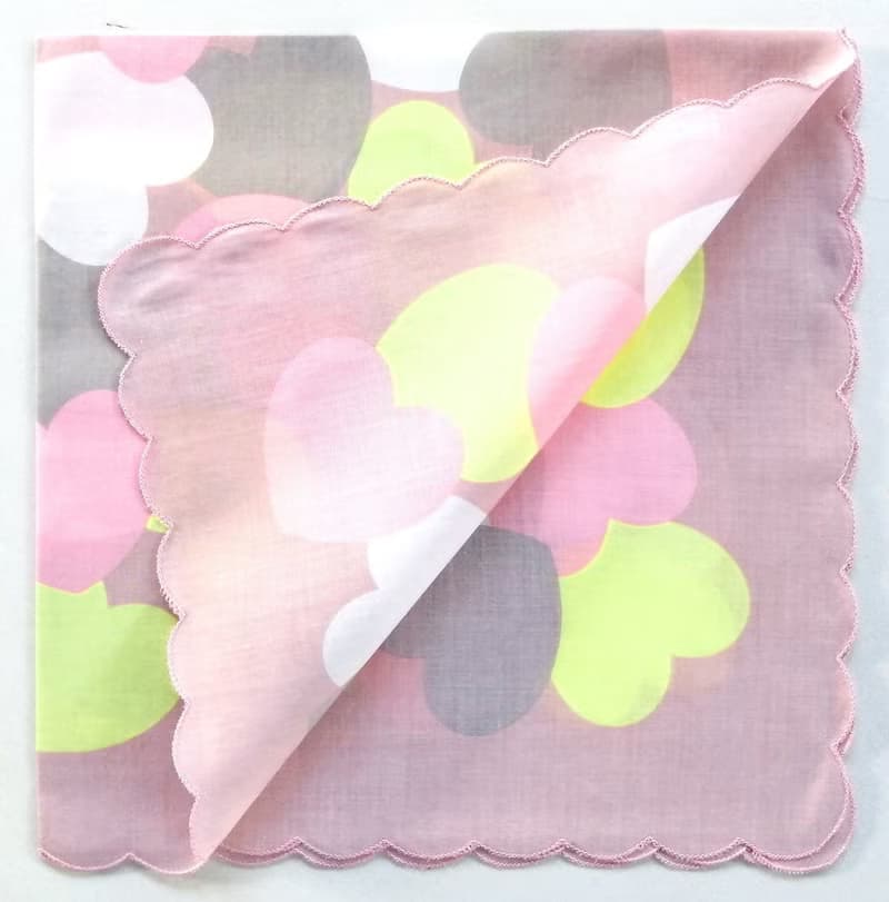 Furla Vintage Handkerchief Pink Hearts Love 20 x 19.5 inches