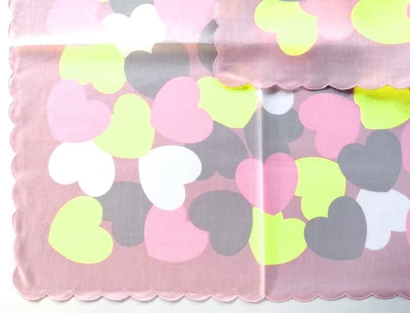 Furla Vintage Handkerchief Pink Hearts Love 20 x 19.5 inches