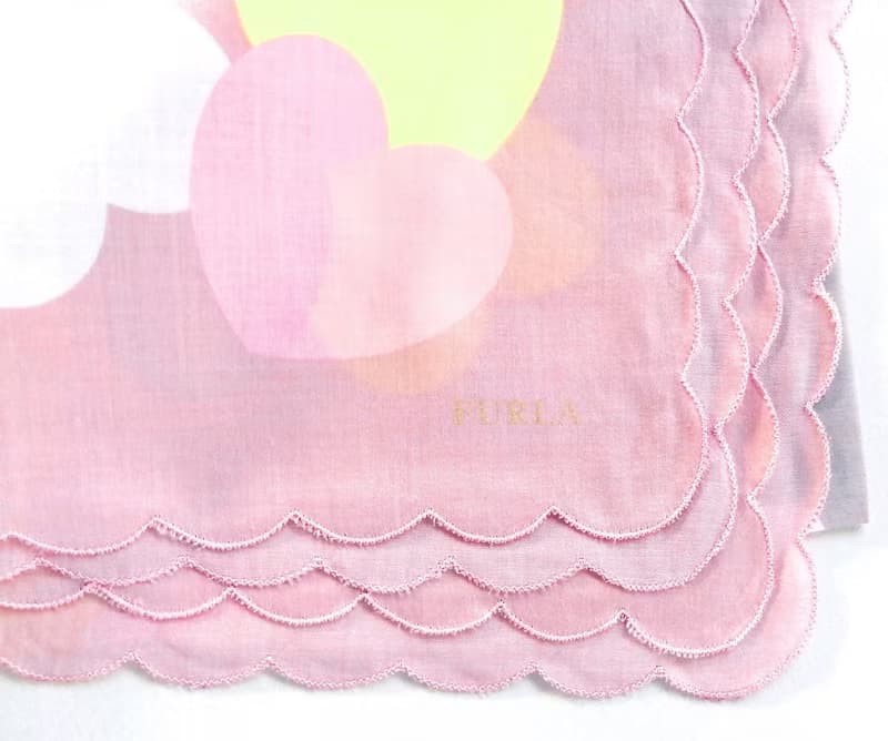 Furla Vintage Handkerchief Pink Hearts Love 20 x 19.5 inches