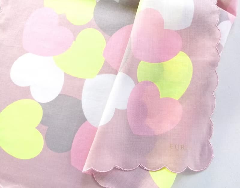 Furla Vintage Handkerchief Pink Hearts Love 20 x 19.5 inches