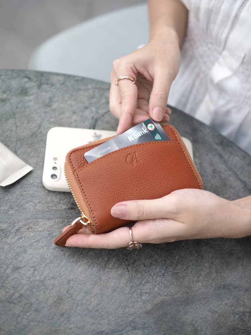 Penni (Caramel) : Zip wallet, Short wallet, Leather, Orange-brown, mini wallet