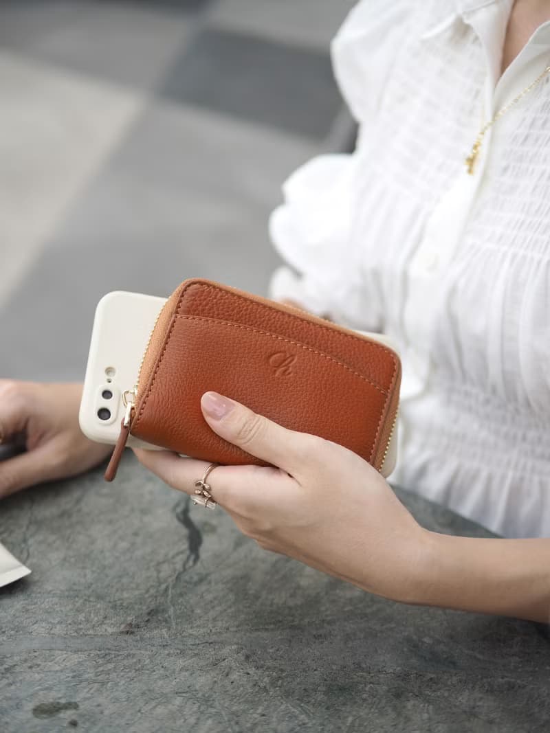 Penni (Caramel) : Zip wallet, Short wallet, Leather, Orange-brown, mini wallet