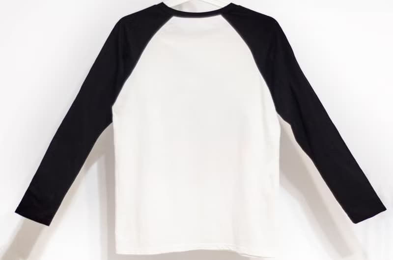 女裝純棉長袖棒球裝上衣 黑白撞色印花T-shirt 設計上衣-祕魯羊駝