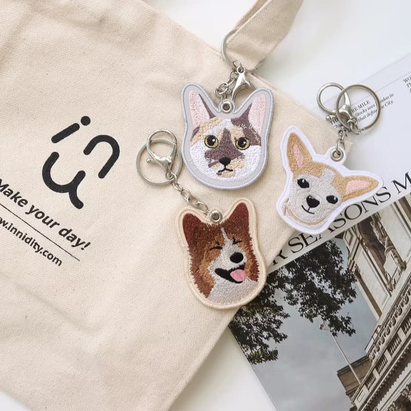 【毛小孩】兩入寵物刺繡鑰匙圈
