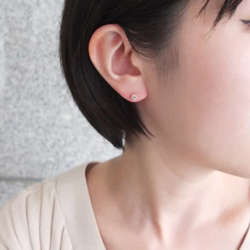 【Second Earrings】 18K 黃金香檳色立方氧化鋯耳環