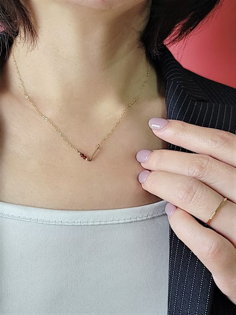 聖誕飾品 幸福無所不在 V 擁抱希望14k注金項鍊紅瑪瑙 生日、畢業