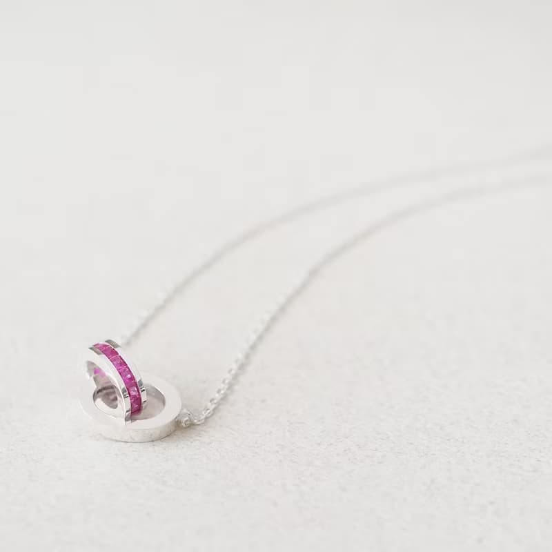 Ruby Entwined Ring Necklace Silver925 July Birthstone