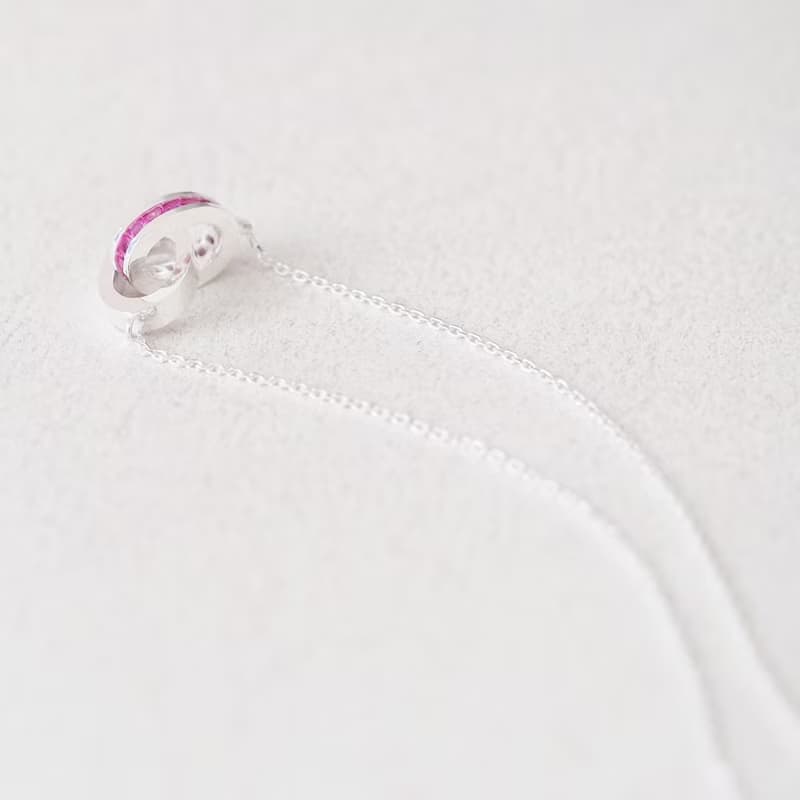 Ruby Entwined Ring Necklace Silver925 July Birthstone