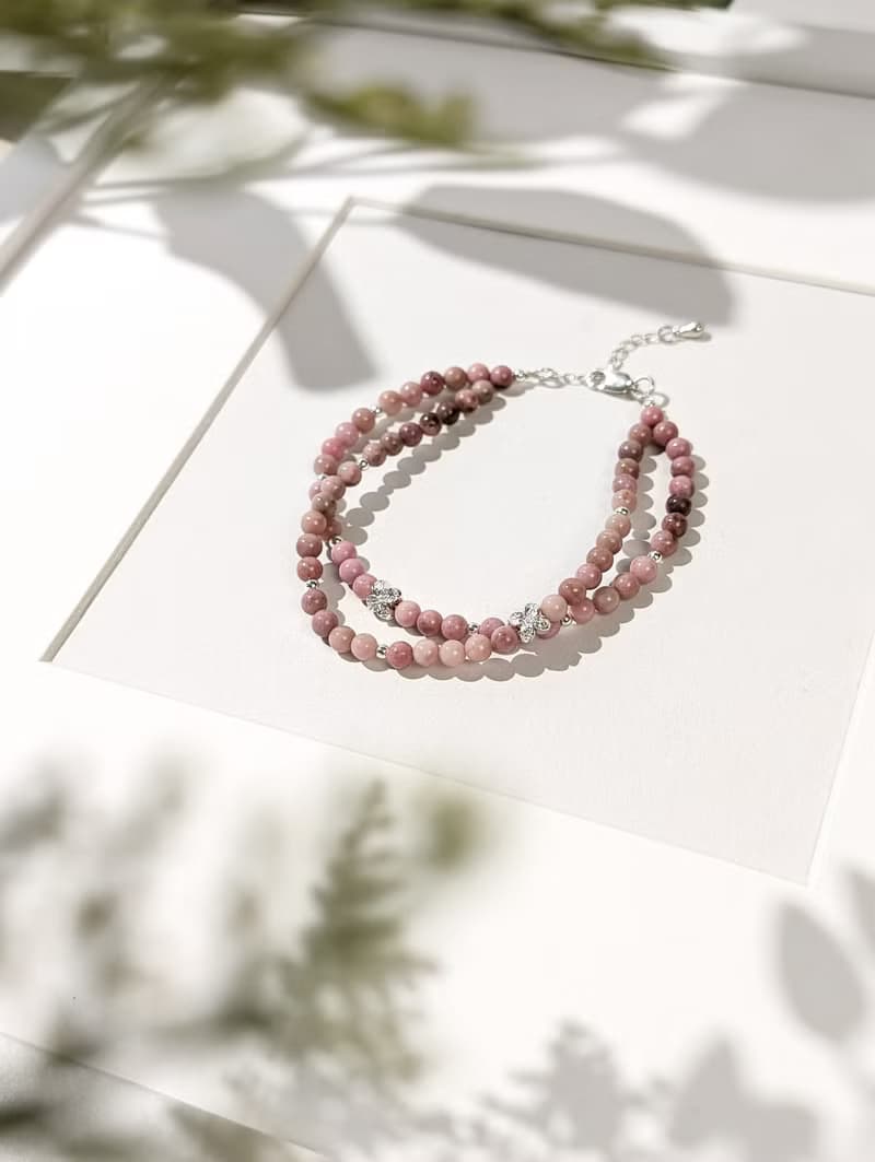 【玫瑰石手鍊 - 愛情與人緣】花語能量 台灣手作天然石