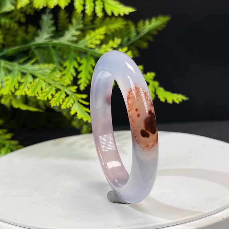 高檔 漸變紫 朱砂瑪瑙手鐲 46MM 高冰起剛幹凈天眼 小圈口 安平