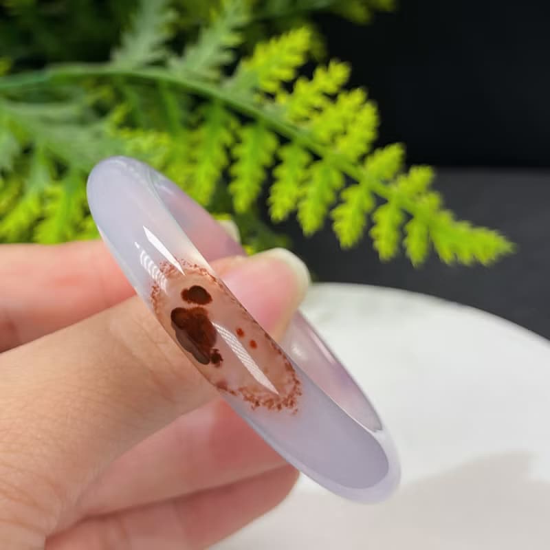 高檔 漸變紫 朱砂瑪瑙手鐲 46MM 高冰起剛幹凈天眼 小圈口 安平
