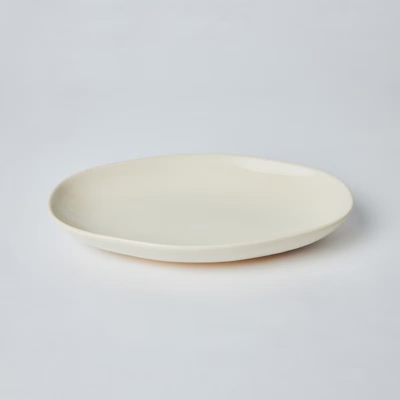 KOGA 許家陶器品 陶質六角腰子盤 (鶯白)