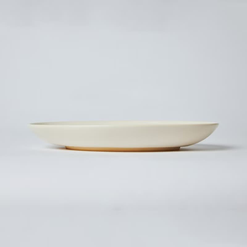 KOGA 許家陶器品 陶質六角腰子盤 (鶯白)