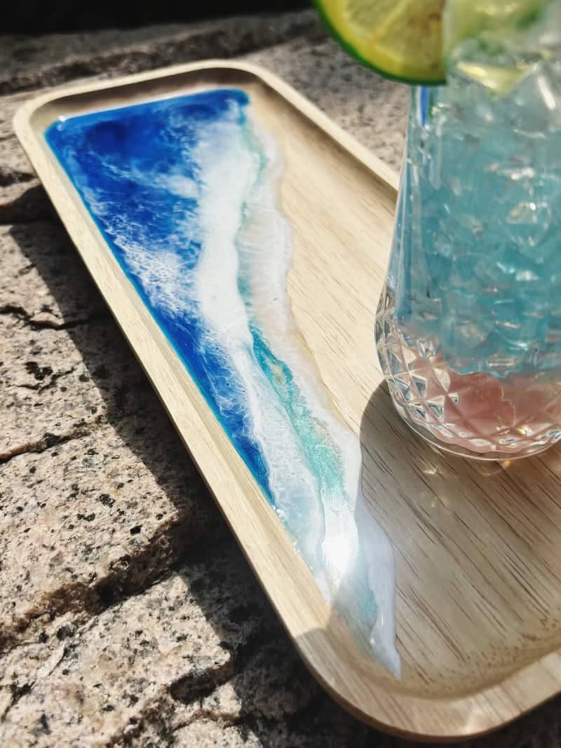 【現貨】藍海波浪紋海浪長木盤