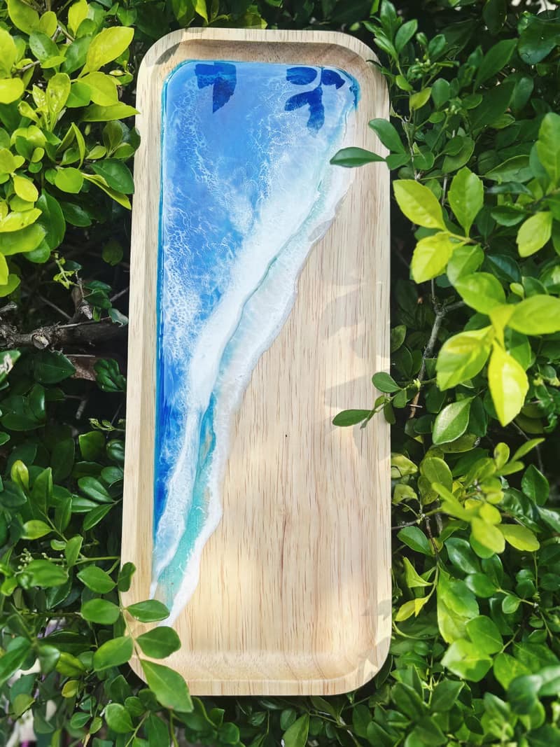 【現貨】藍海波浪紋海浪長木盤
