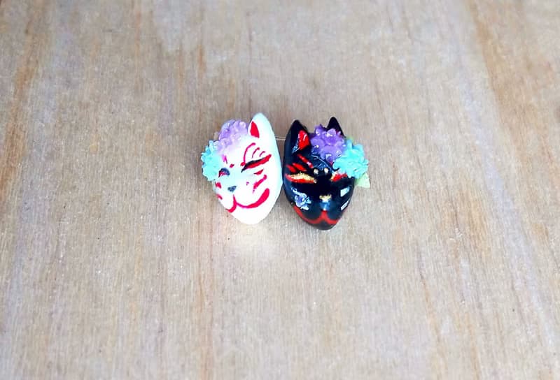 紫陽狐狸面具 純銀耳環/耳夾