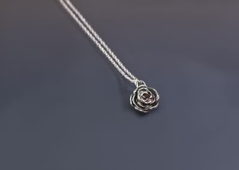 花系列-中玫瑰925銀項鍊