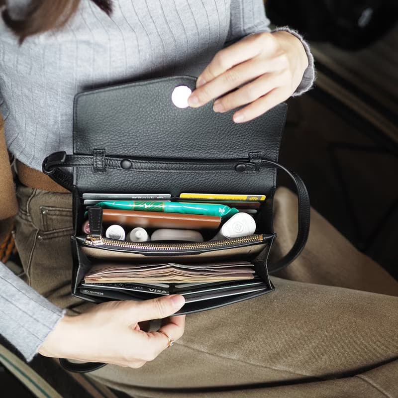 Irene (Black) :  Multi-function bag, clutch , long wallet, mini crossbody