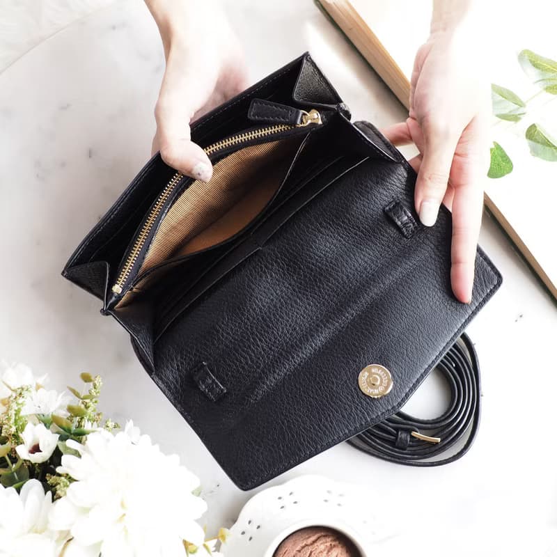 Irene (Black) :  Multi-function bag, clutch , long wallet, mini crossbody