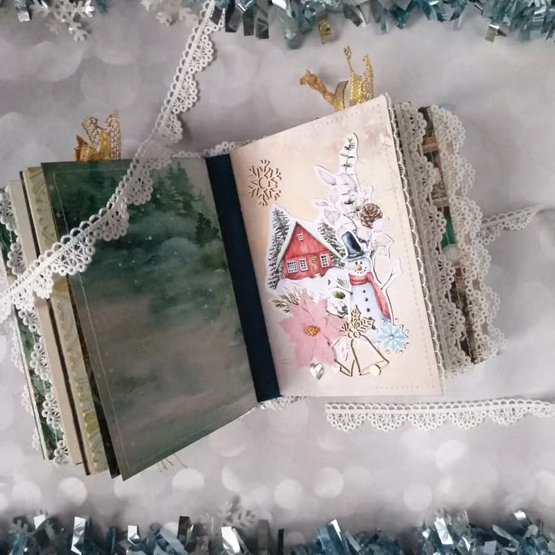 Handmade Blue Velvet Fairy Winter Notebook / Junk Journal in a Gift Box