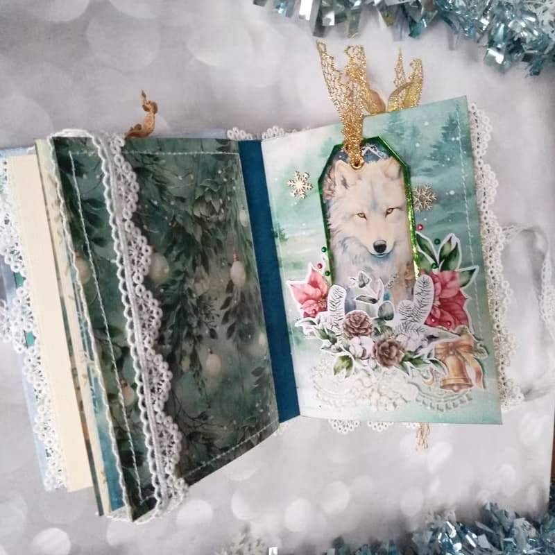 Handmade Blue Velvet Fairy Winter Notebook / Junk Journal in a Gift Box